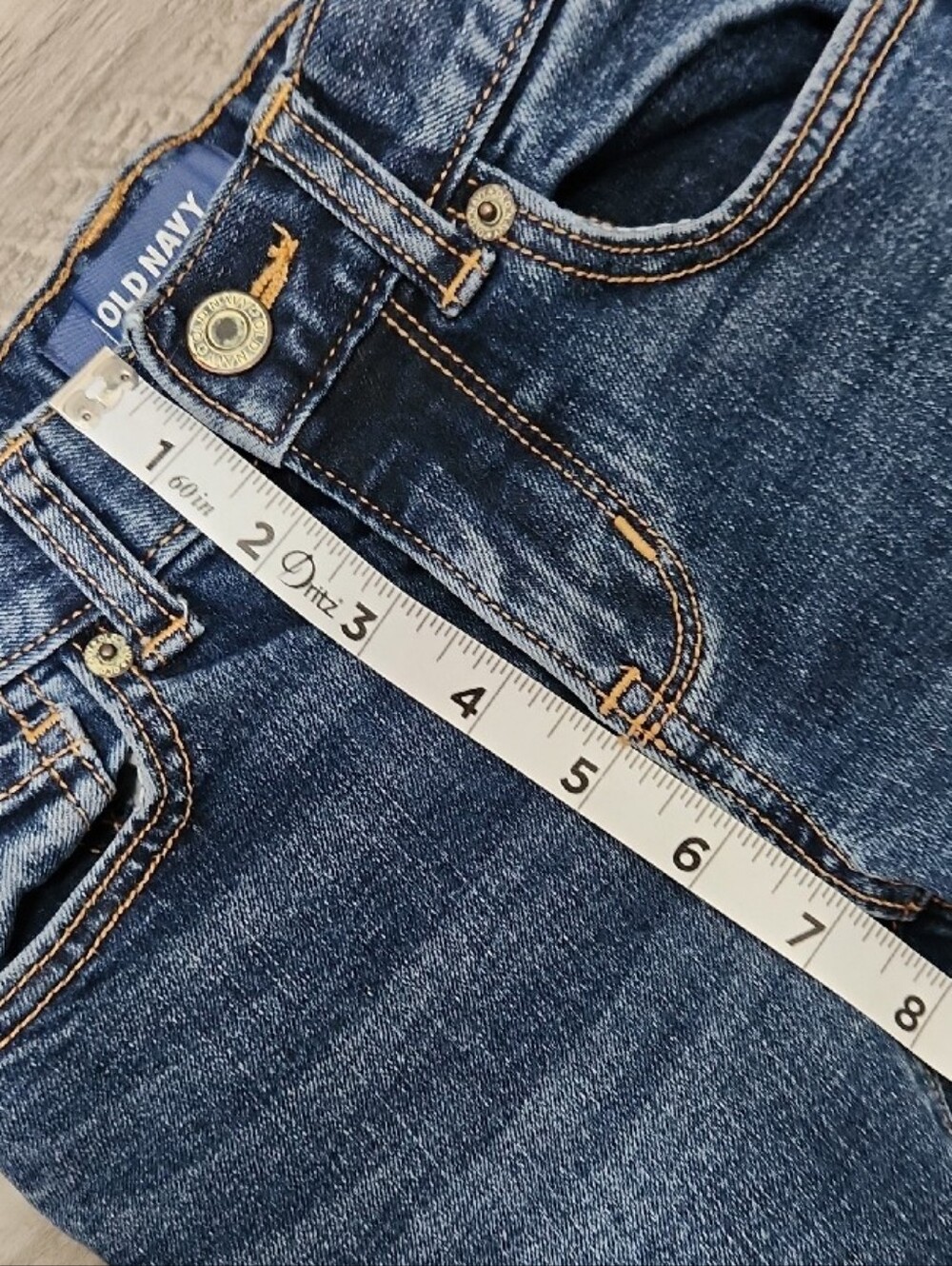 Old Navy Flex Dark Blue Wash Straight Leg Jeans Boys 5 Regular Snap Zip Closure - Picture 6 of 11